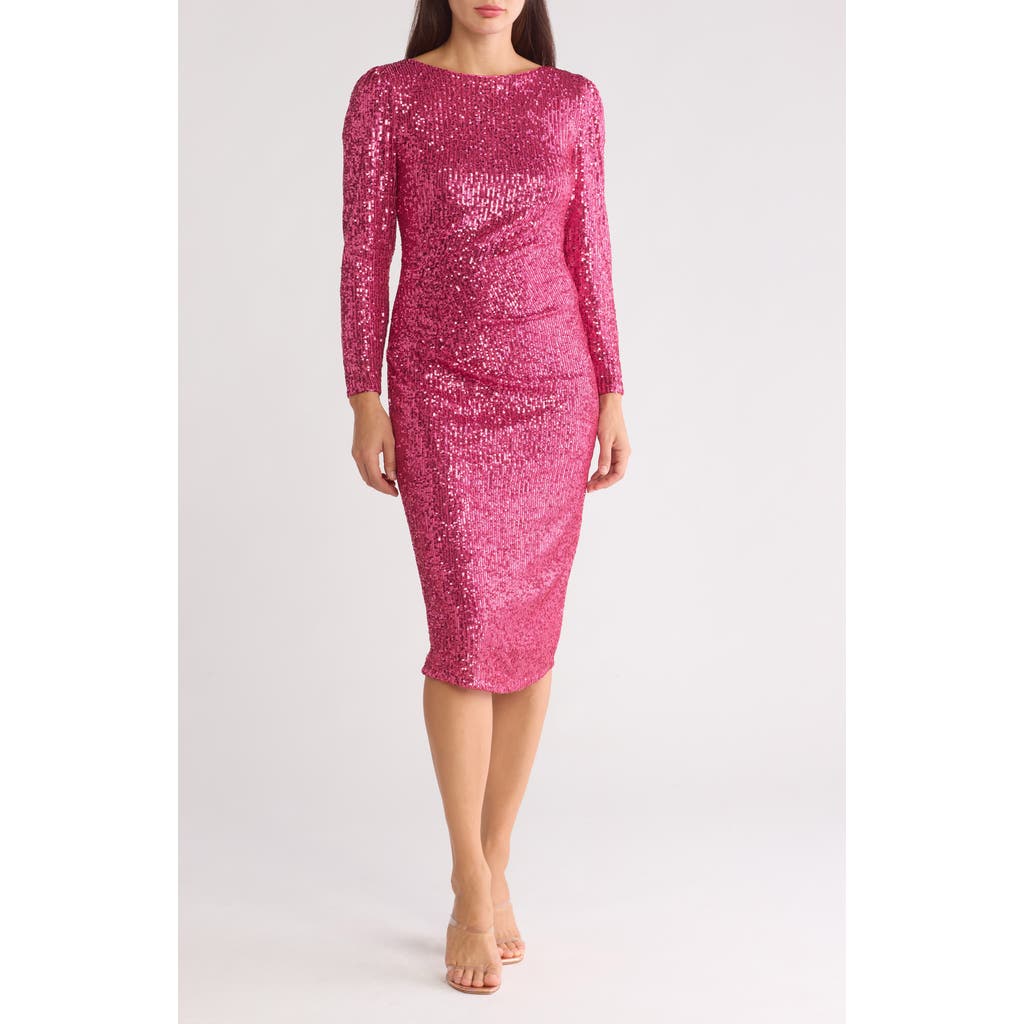 Nanette Lepore Nanette Sequin Midi Dress In Berry Pink
