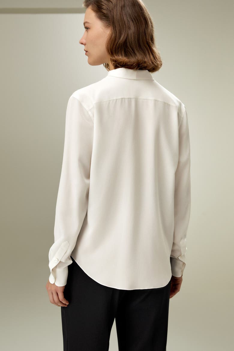 Women's Silk Bowtie Blouse, Alternate, color, Natural White