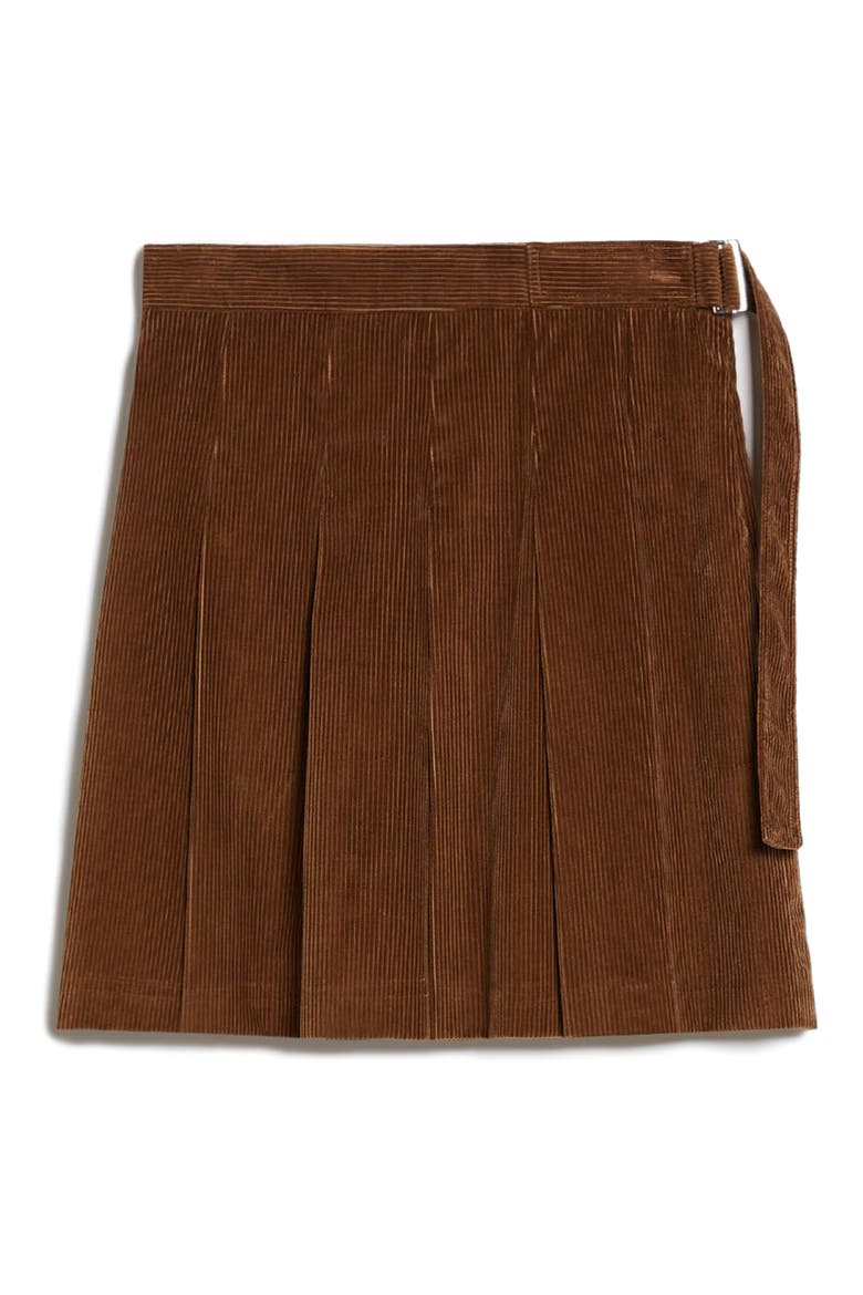Zucca Pleated Cotton Corduroy A-Line Skirt, Alternate, color, HAZELNUT BROWN