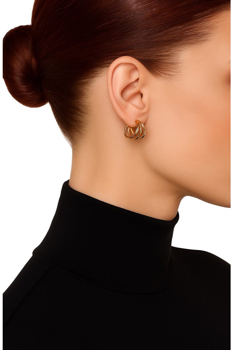 Triple Cage Hoop Earrings, Alternate, color, GOLD