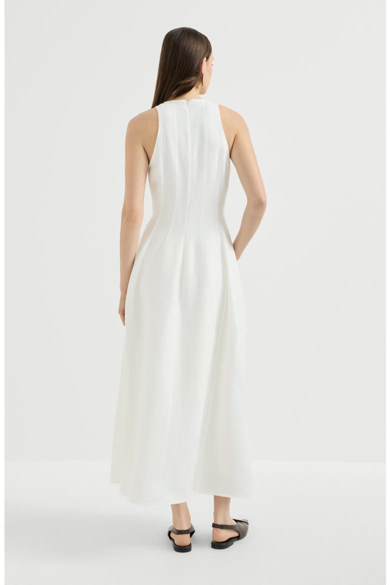 Viscose and linen fluid twill dress, Alternate, color, White