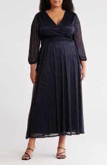 Marina Metallic Blouson Sleeve Dress