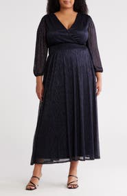 Marina Metallic Blouson Sleeve Dress