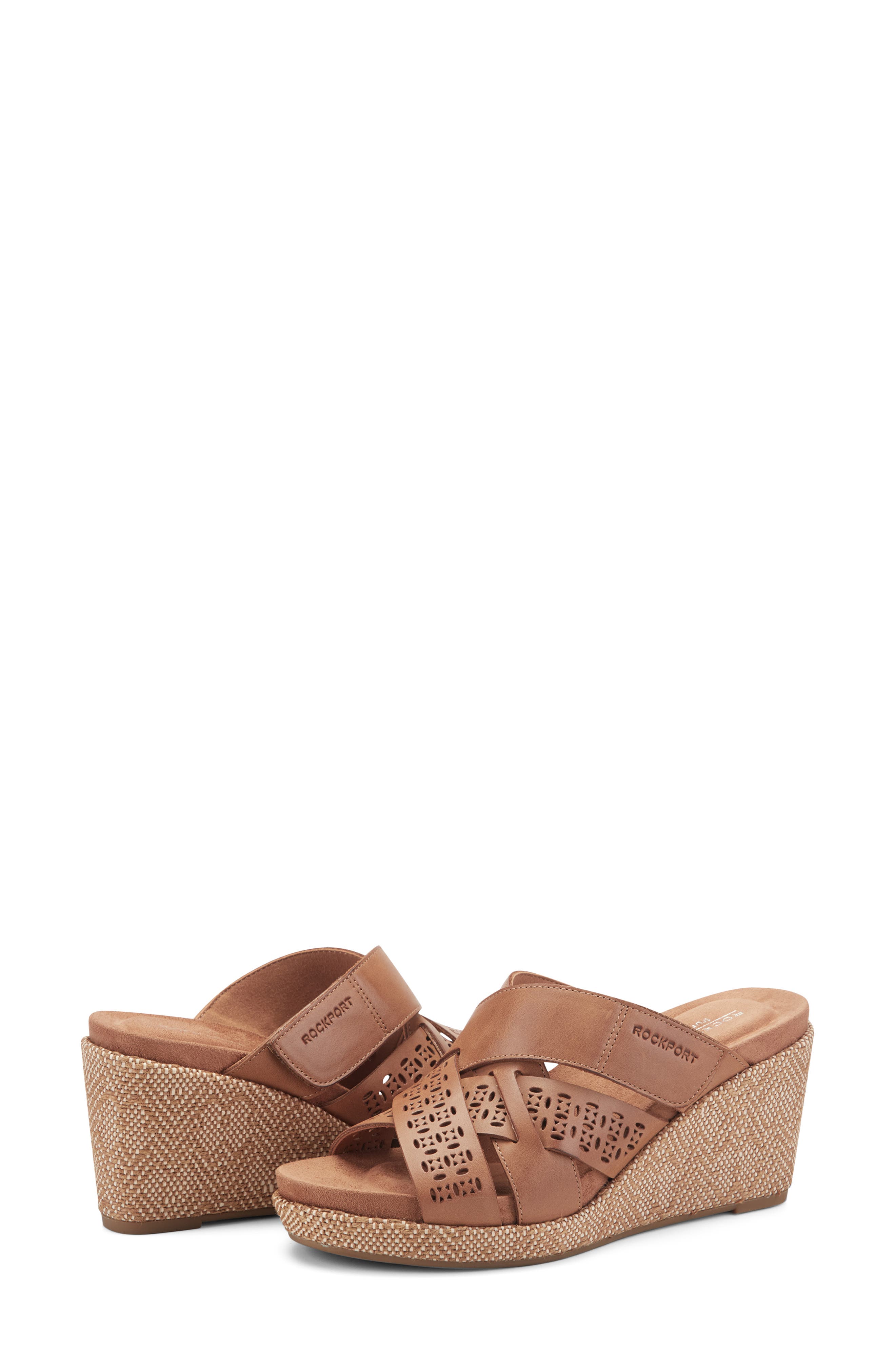 Britta Platform Wedge Slide Sandal, Alternate, color, DARK NATURAL
