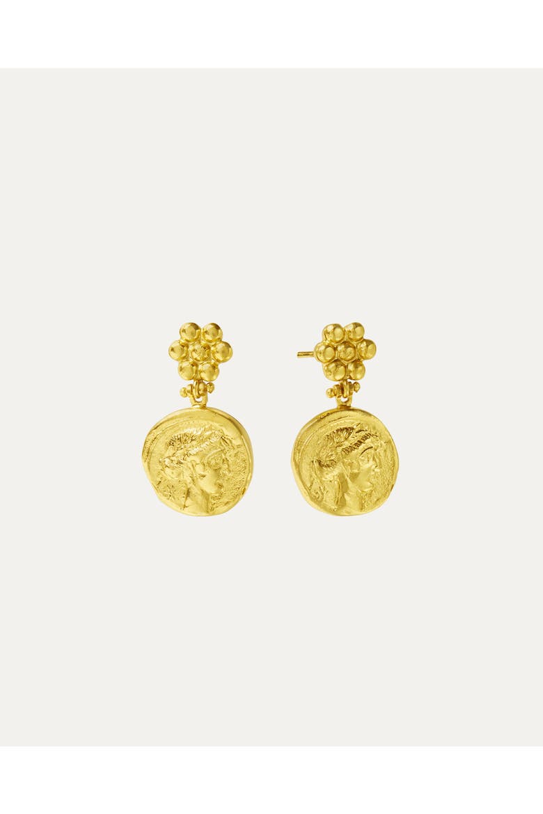 Goddess Demeter Coin Stud Earrings, Main, color, Gold