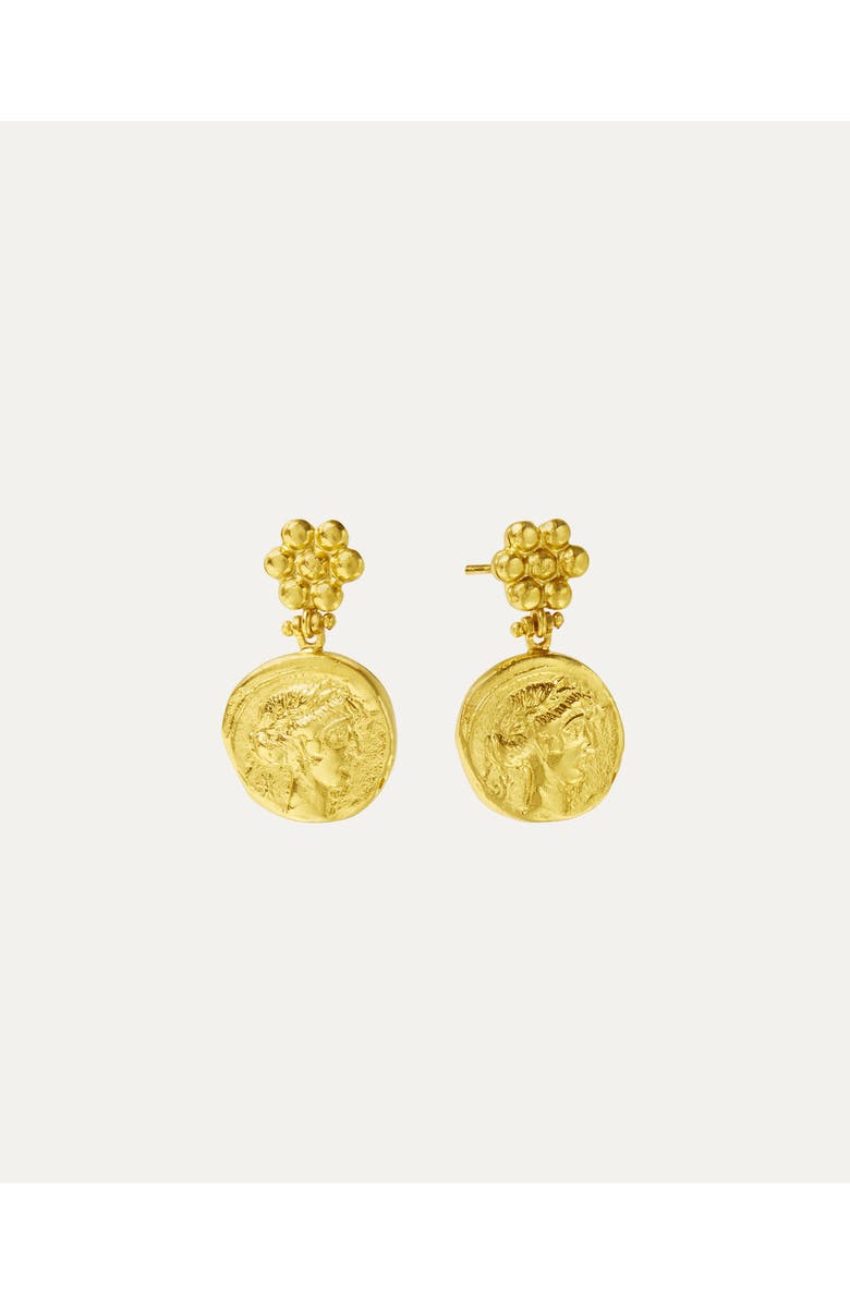 Ottoman Hands Goddess Demeter Coin Stud Earrings, Main, color, Gold