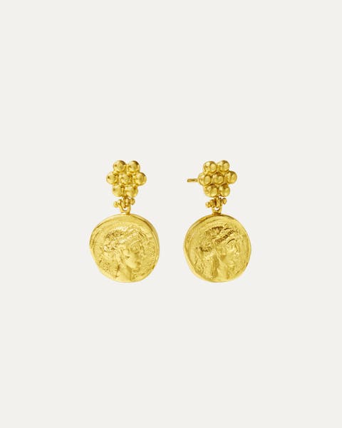 Goddess Demeter Coin Stud Earrings