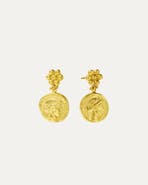 Ottoman Hands Goddess Demeter Coin Stud Earrings