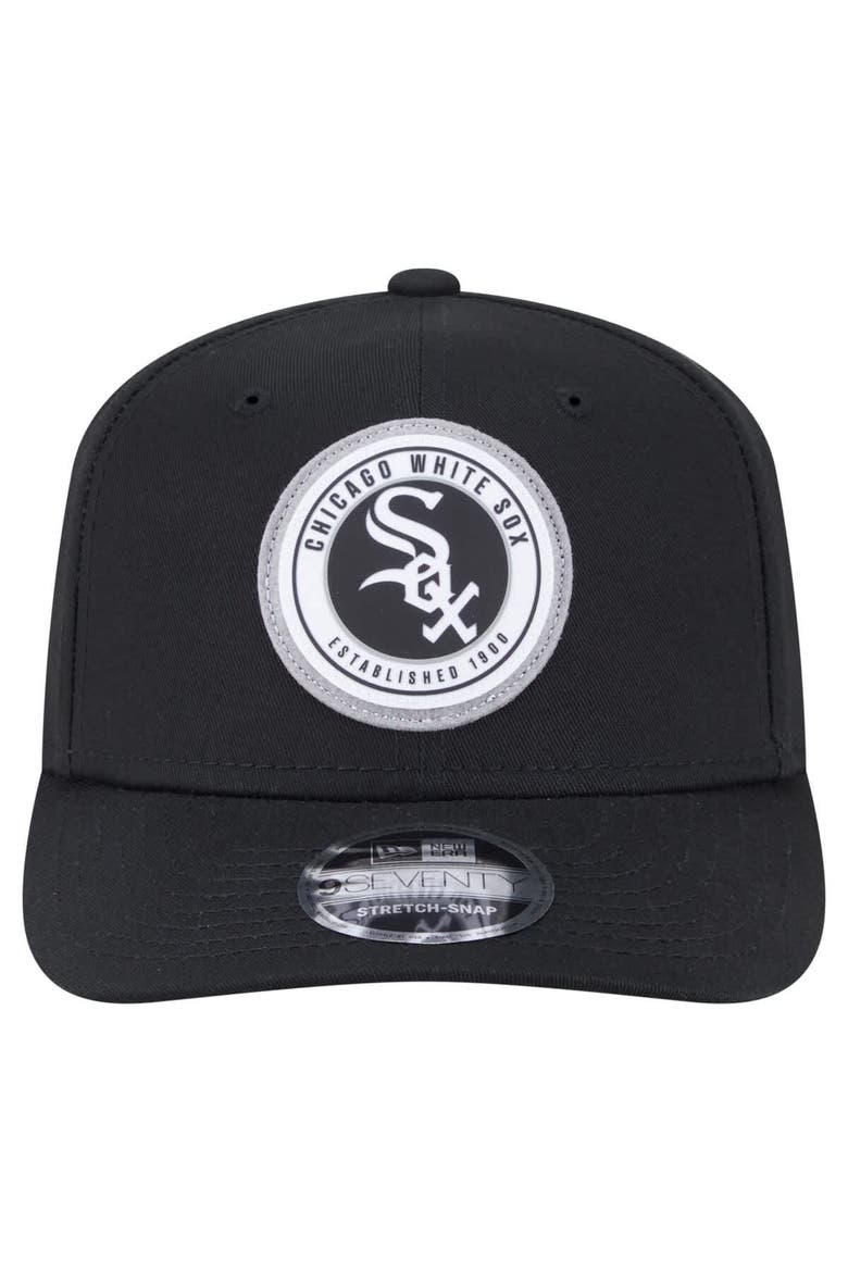 Men's New Era Black Chicago White Sox Circle Patch 9SEVENTY Stretch-Snap Hat, Alternate, color, Black