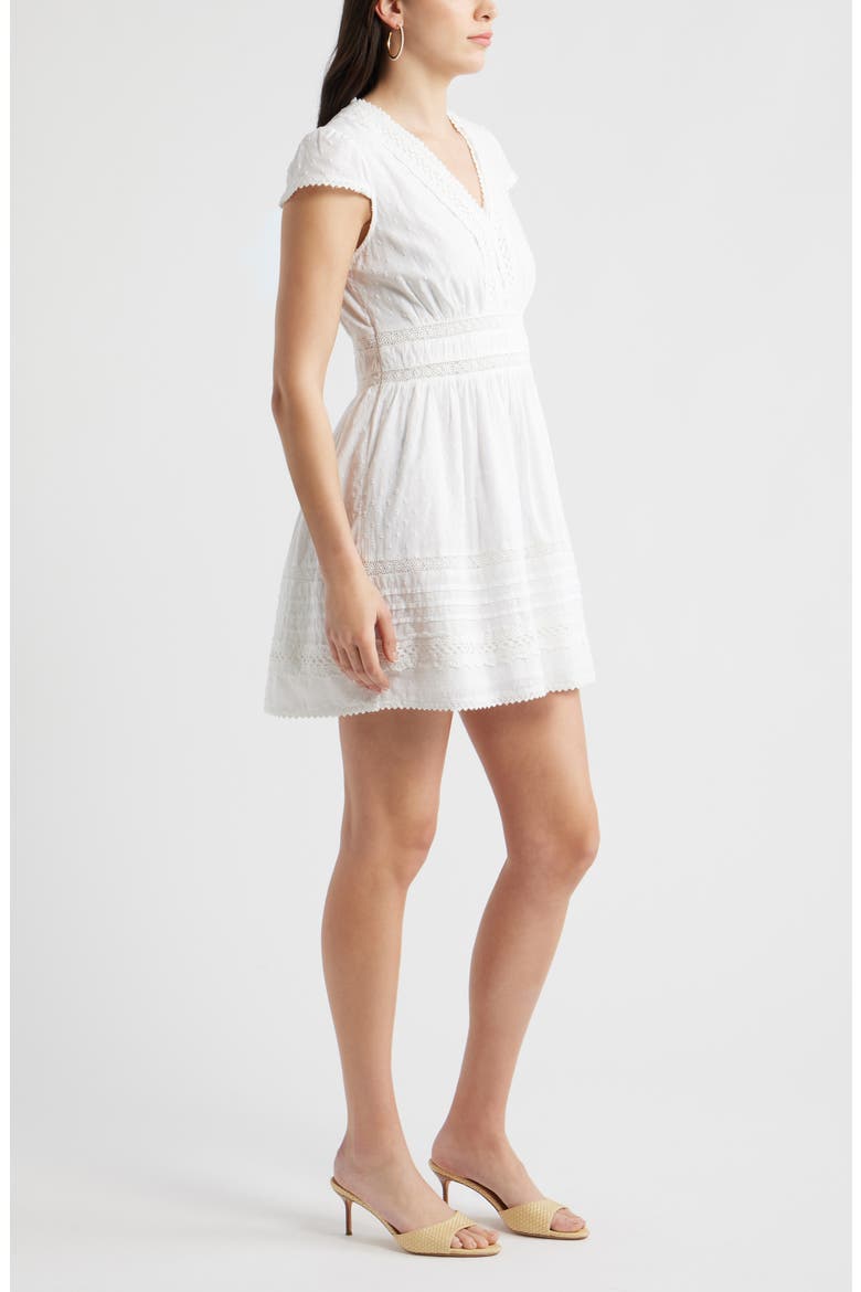 Lace Detail Clip Dot Minidress, Alternate, color, WHITE