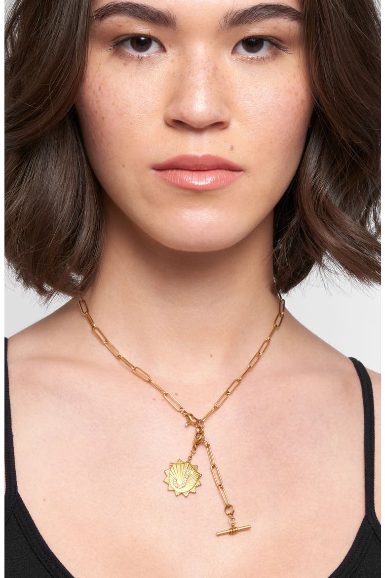 Initial CZ Pendant Toggle Necklace, Alternate, color, GOLD-A
