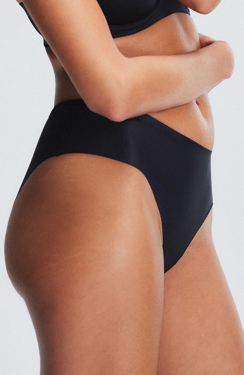 SAVAGE X FENTY Microfiber No-Show Hipster Briefs, Alternate, color, Black Caviar