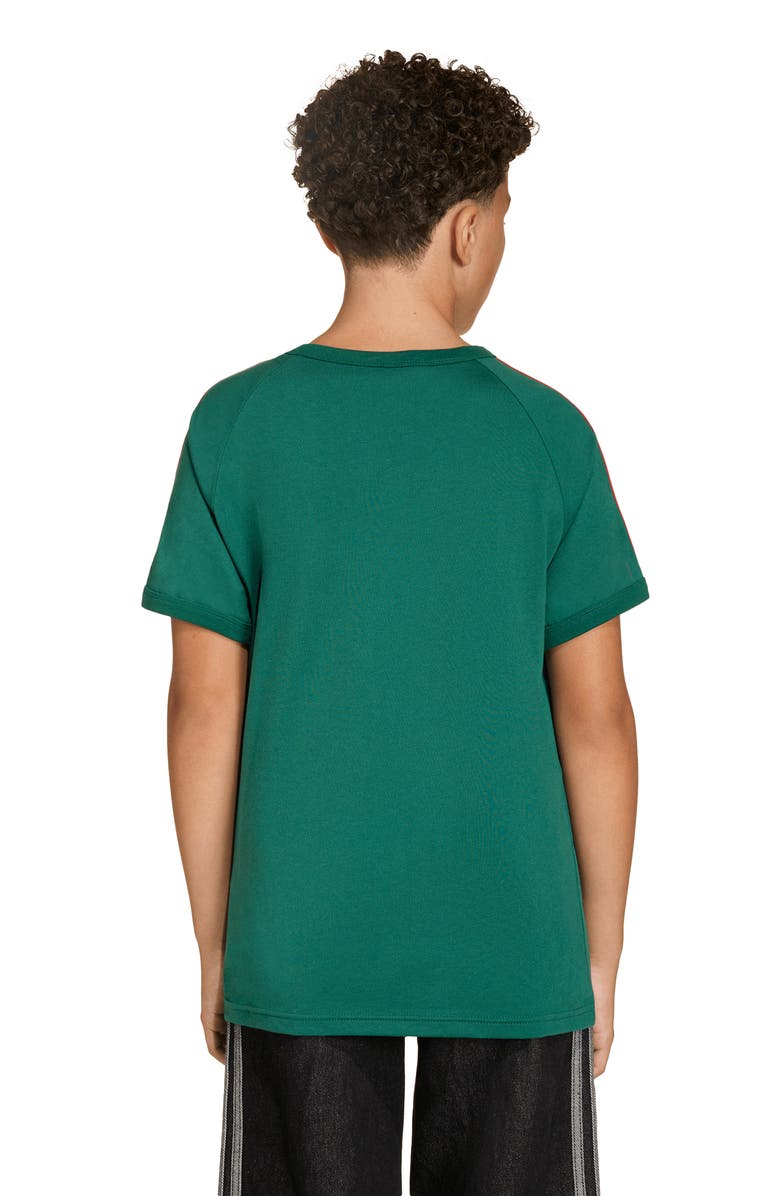 adidas Originals Kid's 3-Stripes Trefoil Logo T-Shirt, Alternate, color, Team Dark Green/White