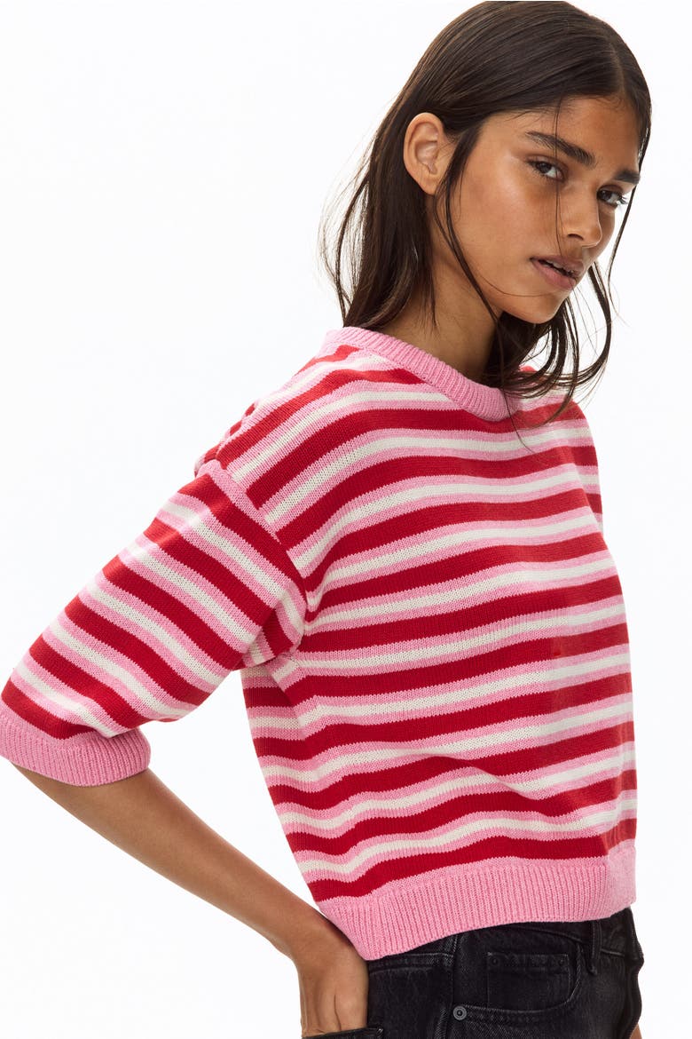 Knit T-shirt, Alternate, color, Pink/striped