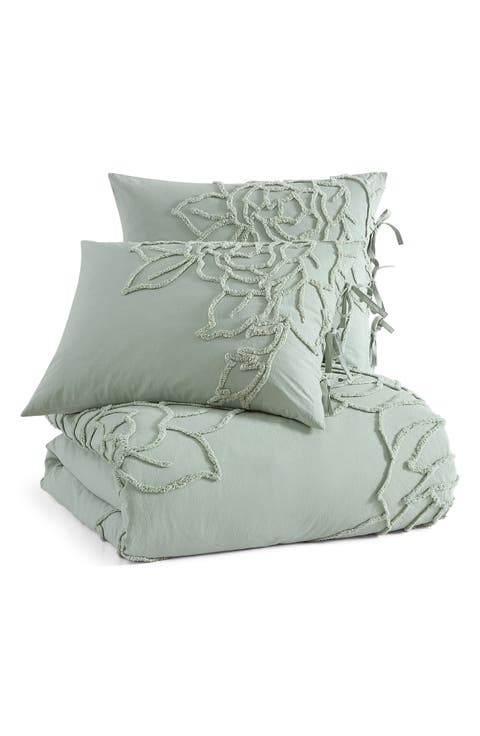 Chenille Rose Duvet Cover & Shams Set