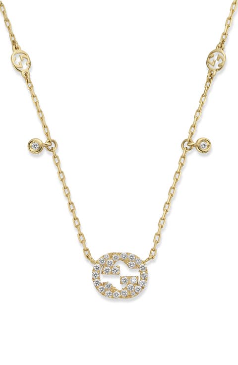 Interlocking-G Diamond Pendant Necklace