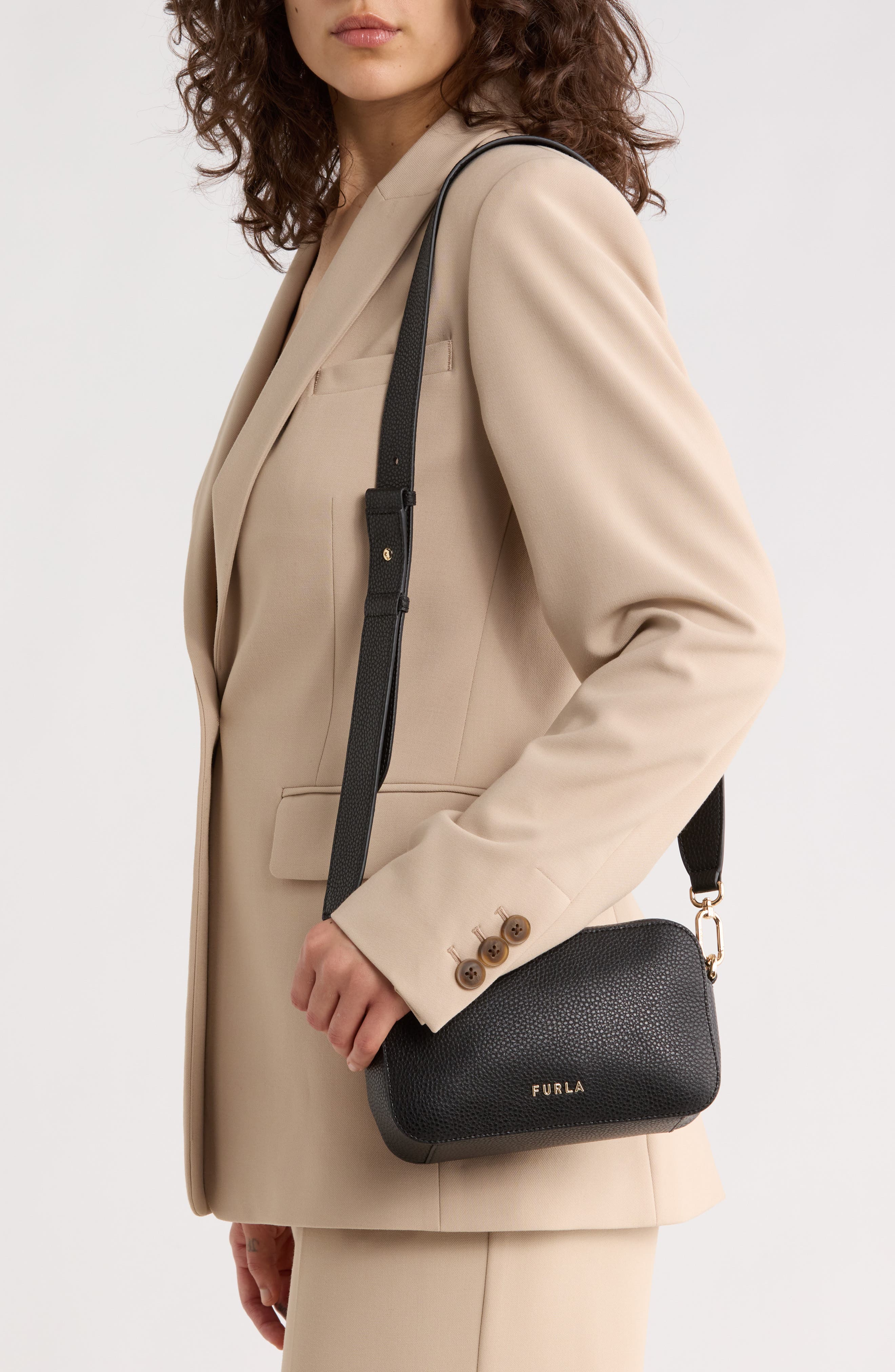 Furla Petunia Mini Crossbody Bag, Alternate, color, Nero