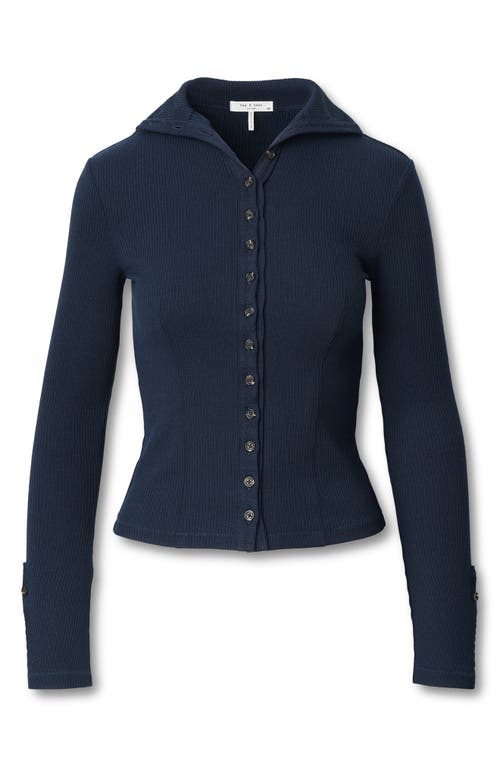 Rag & Bone /jean Rib Button-up Cardigan In Blue