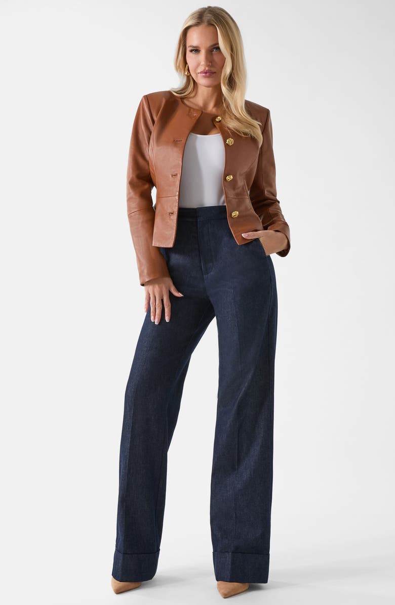 Marciano Cara Leather Jacket, Alternate, color, Brown