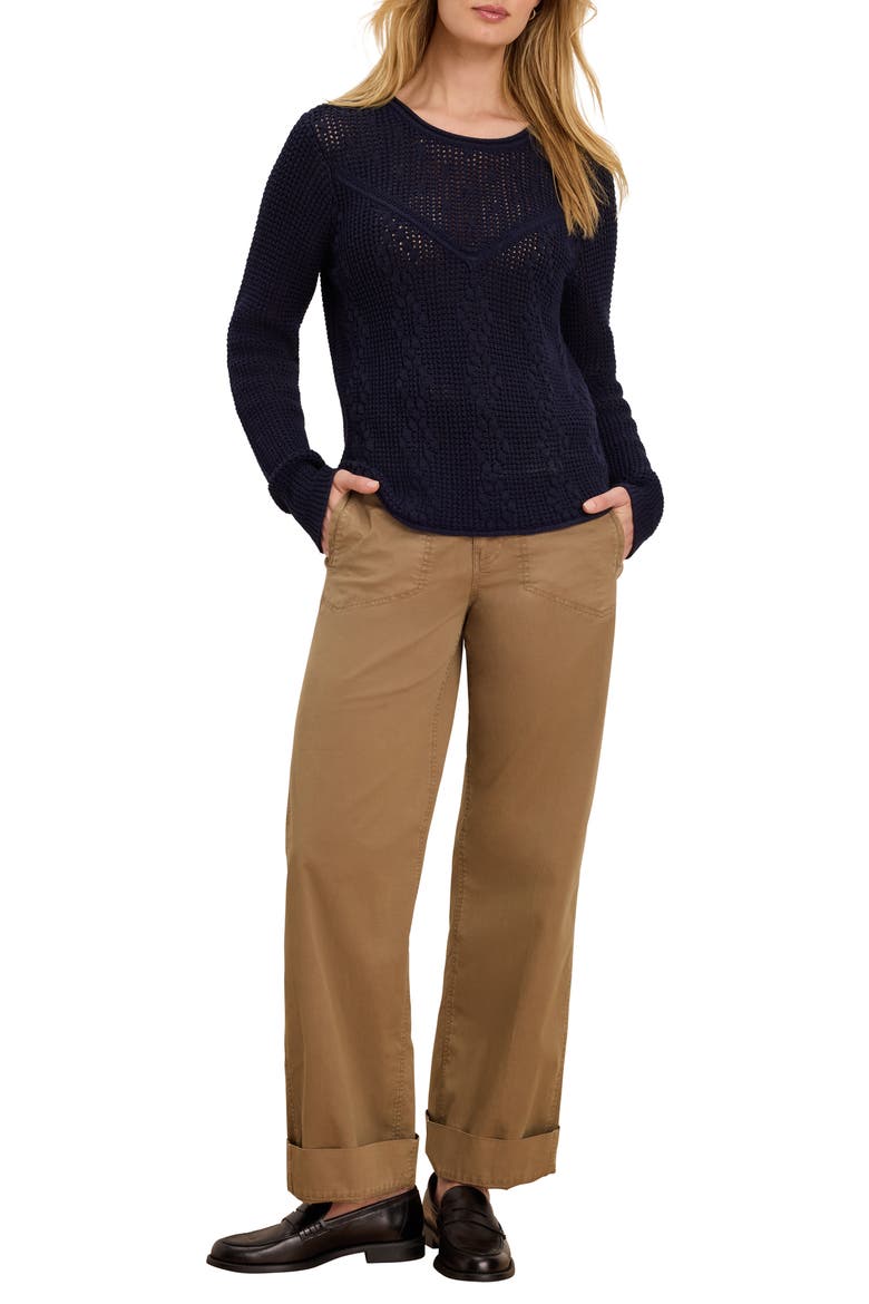 Diamond Stitch Mix Sweater, Alternate, color, DARK INDIGO