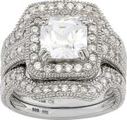 FZN Sterling Silver Set Of 2 Cubic Zirconia Bridal Rings