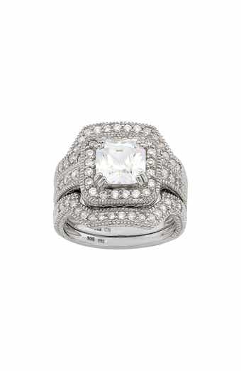 FZN Sterling Silver Set Of 2 Cubic Zirconia Bridal Rings