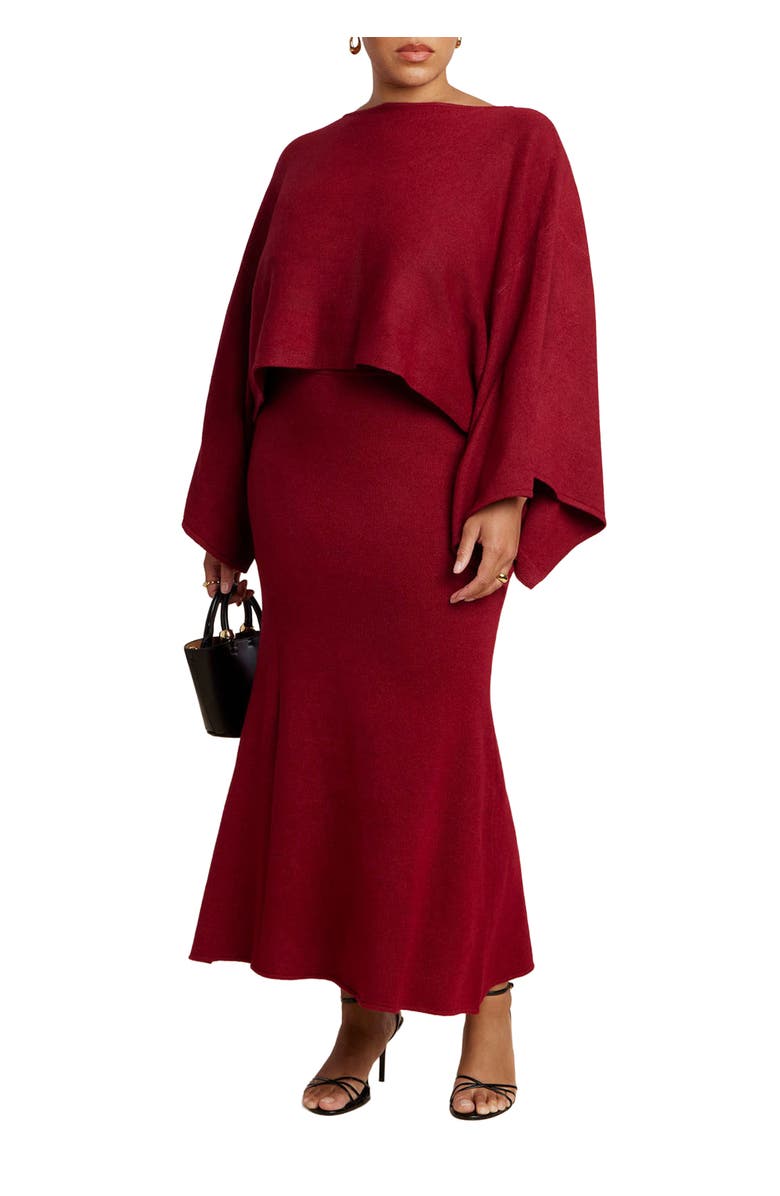 ELOQUII Sweater Maxi Skirt, Main, color, Rumba Red