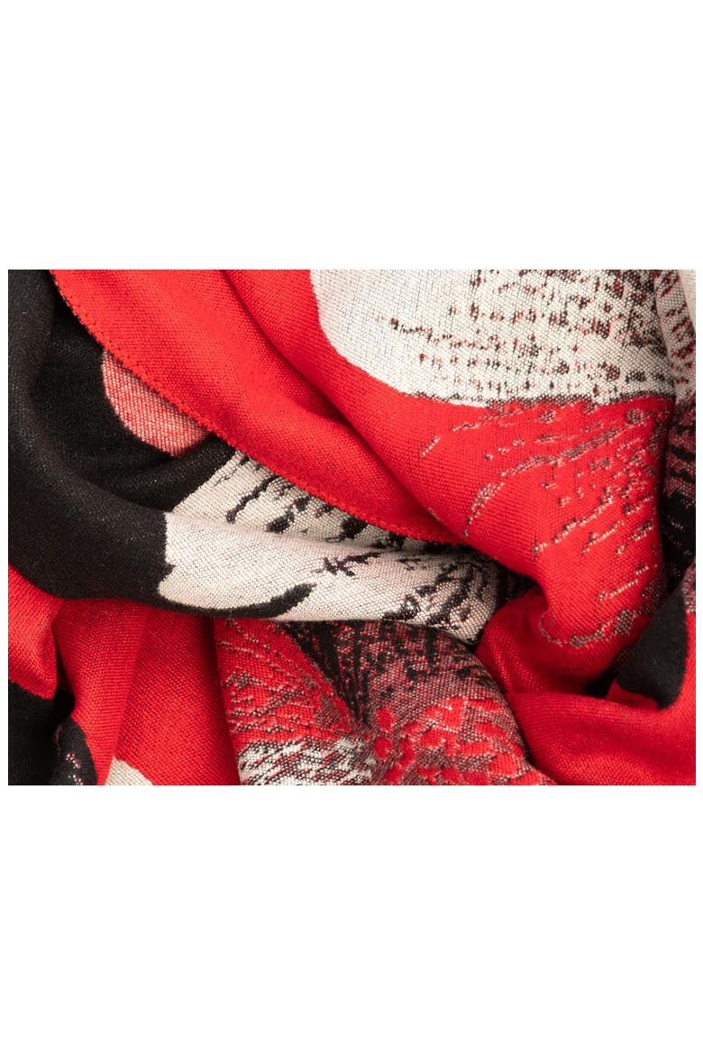 Floral Print Reversible Scarf, Alternate, color, RED