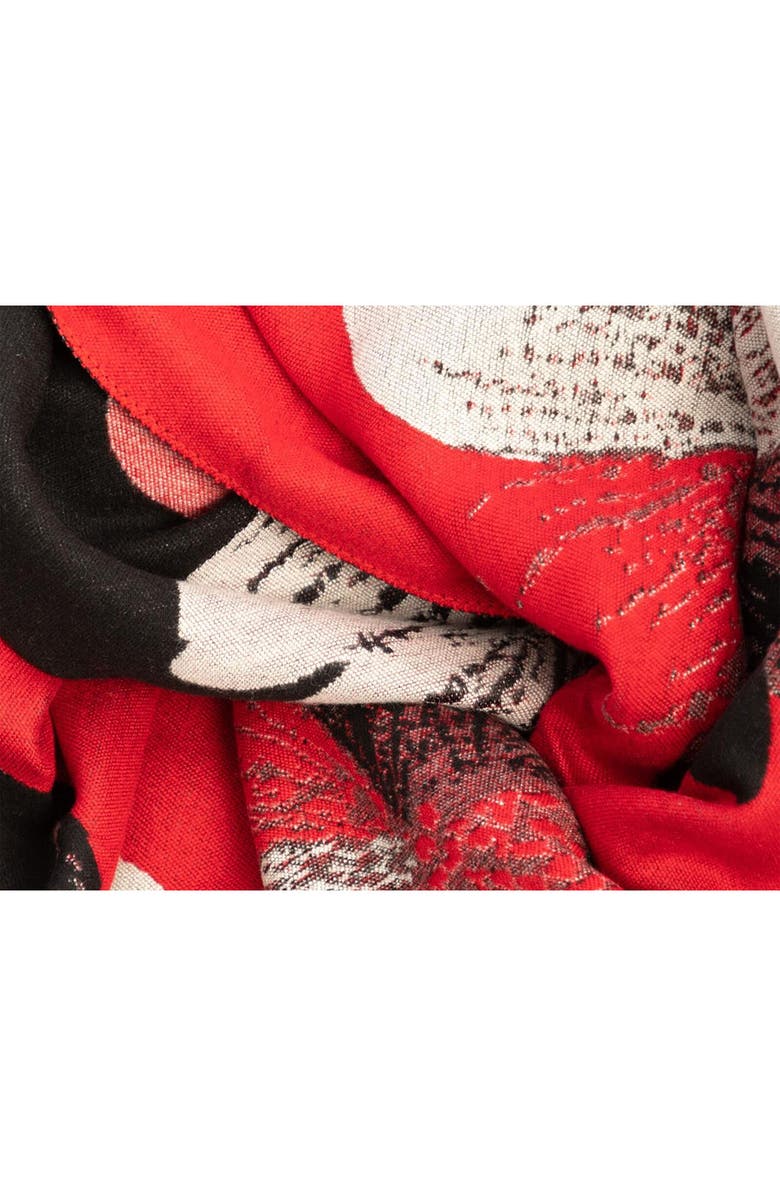 SAACHI Floral Print Reversible Scarf, Alternate, color, Red