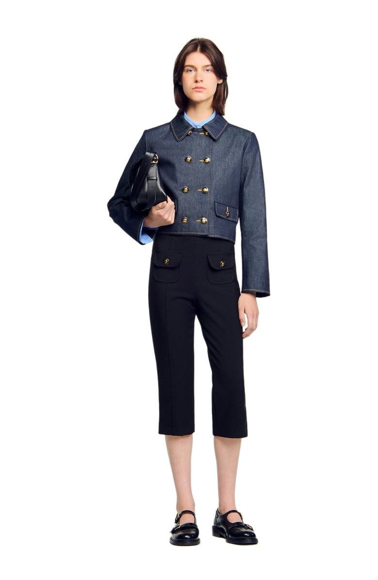 SANDRO Denim tailored jacket, Alternate, color, Deep Blue