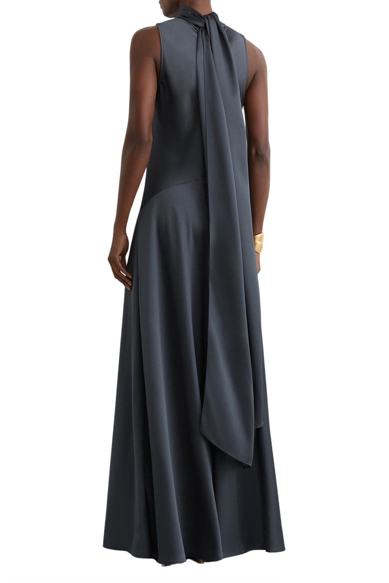 Fae Tie Back Sleeveless Satin Maxi Dress, Alternate, color, GREY