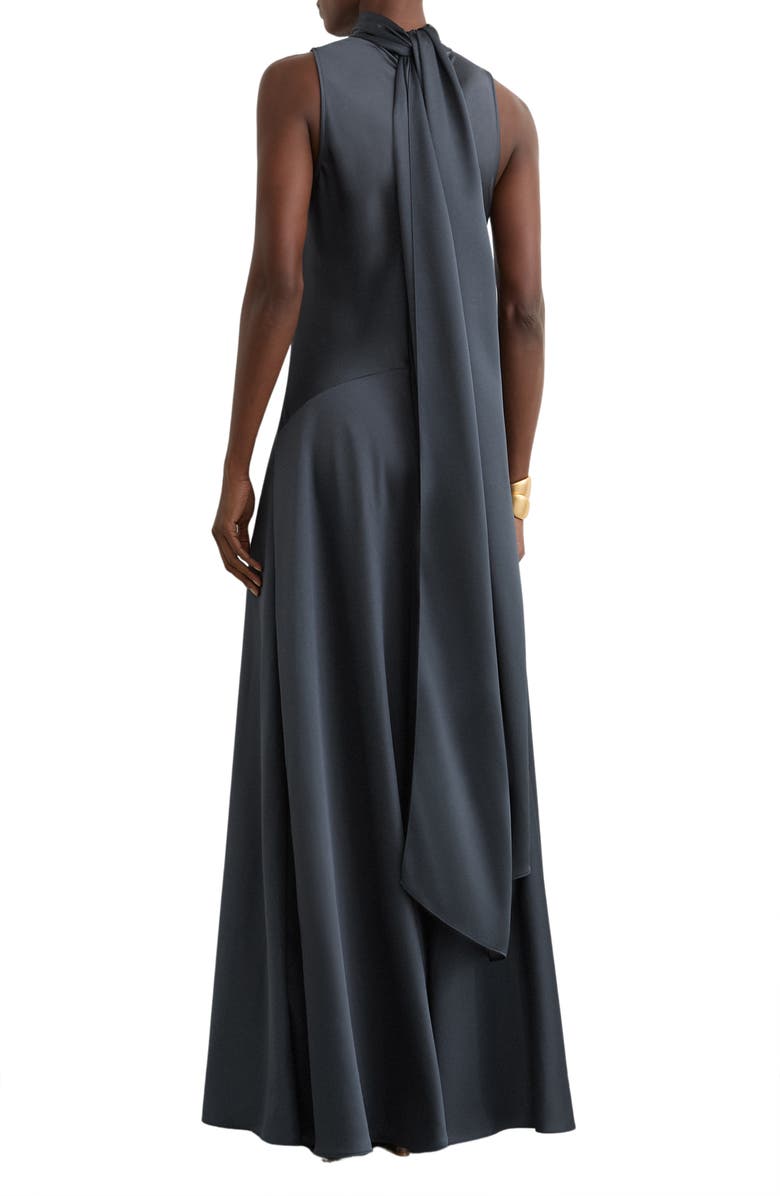 Reiss Fae Tie Back Sleeveless Satin Maxi Dress, Alternate, color, Grey