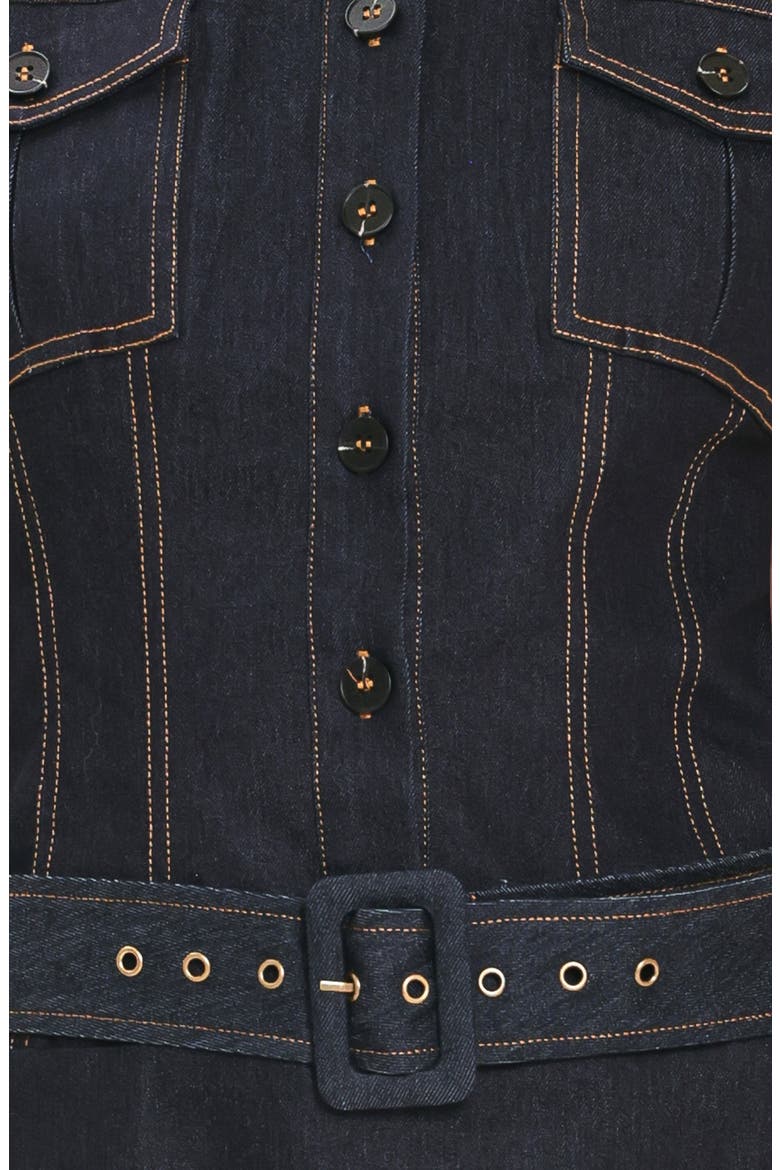 Sleeveless Denim Minidress, Alternate, color, DARK INDIGO