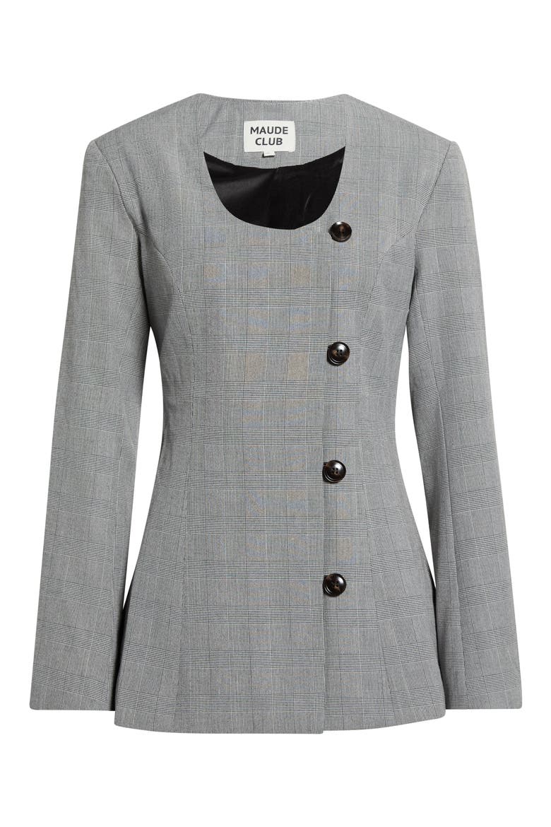 Blake Glen Plaid Collarless Jacket, Alternate, color, BLACK WHITE