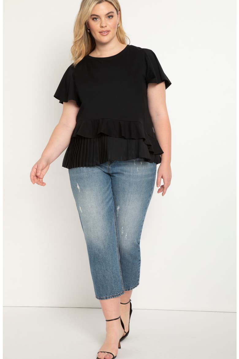 Pleat Hem Top, Alternate, color, BLACK