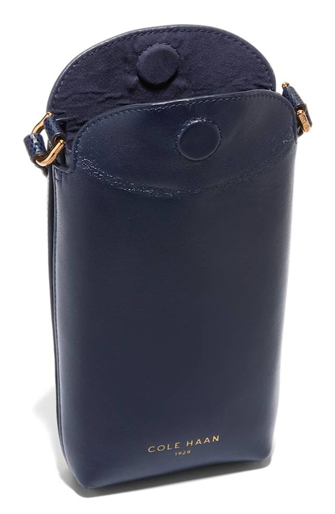 Cole Haan Clarisse Leather Phone Crossbody Bag, Alternate, color, Ch Midnight Moon Lizard