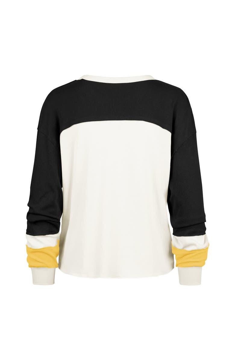 '47 Women's '47 Cream Pittsburgh Steelers Double Header Curve Toni Long Sleeve T-Shirt, Alternate, color, 