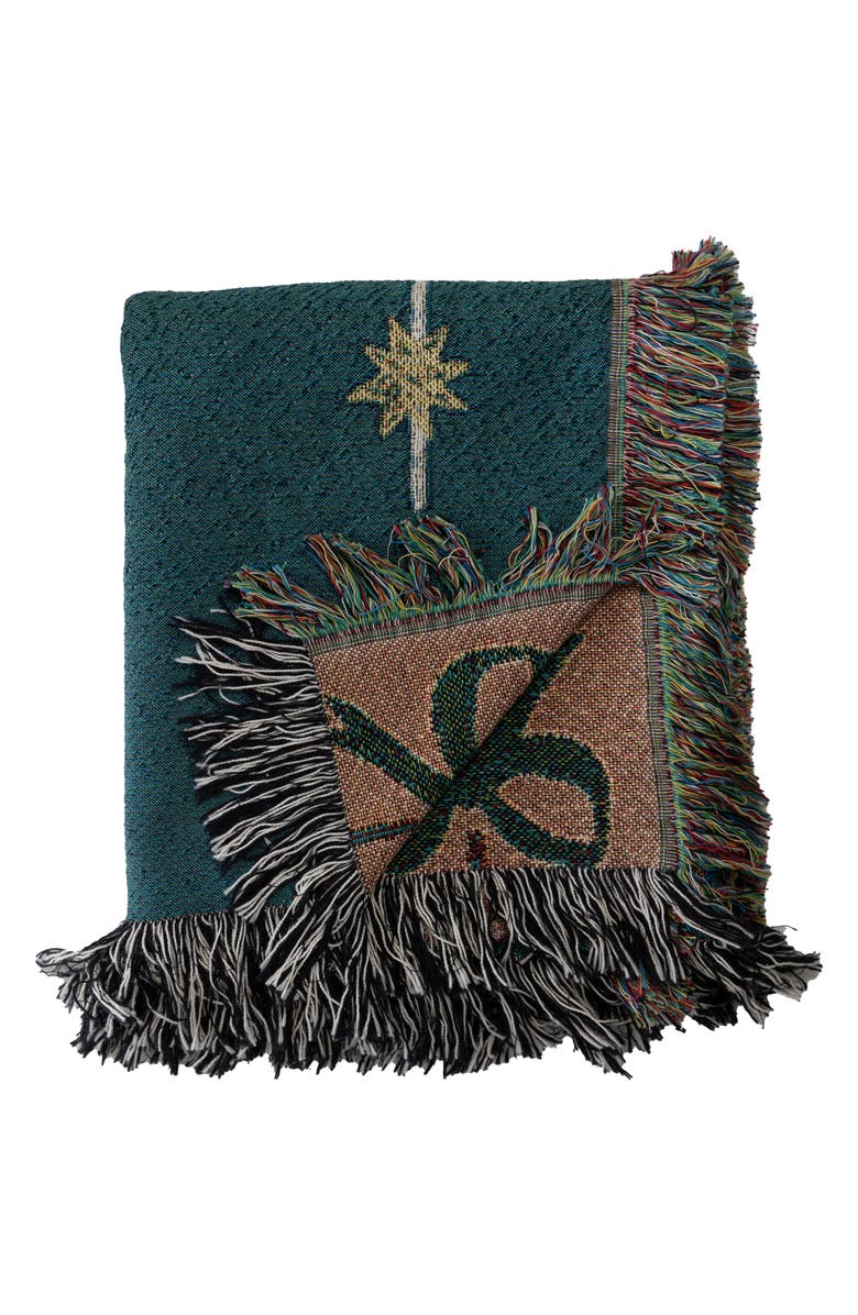 Deny Designs H. Miller Ink Fringe Throw Blanket, Alternate, color, Emerald