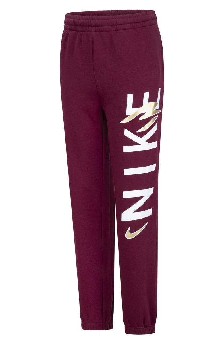 3 Brand Kids' Vertical Logo Joggers, Alternate, color, Cabernet