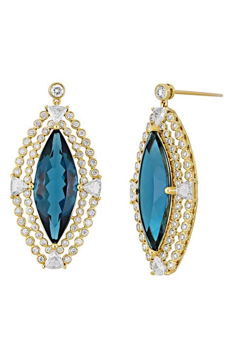 Iris London Blue Topaz & Diamond Drop Earrings (Online Trunk Show)