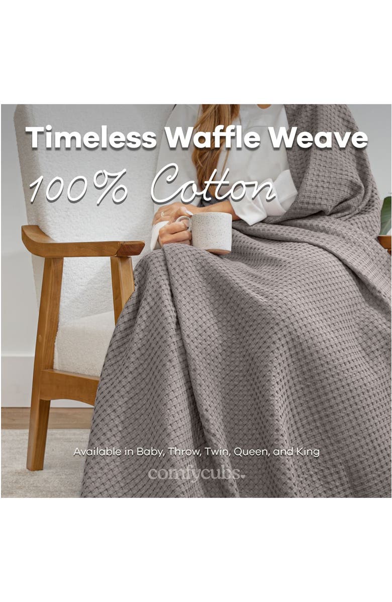 Comfy Cubs Adult Waffle Blanket, Alternate, color, Charcoal