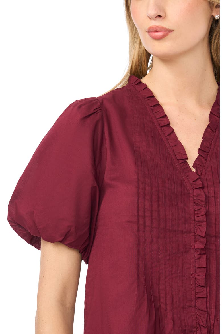 Pintuck Detail Cotton Voile Top, Alternate, color, WINDSOR WINE