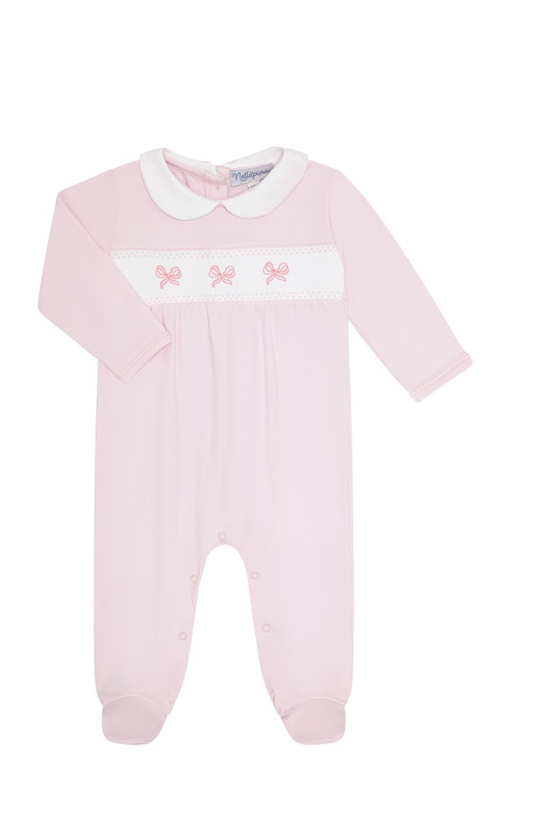 Nellapima Charming Bows Embroidery Footie - Baby, Main, color, Pink