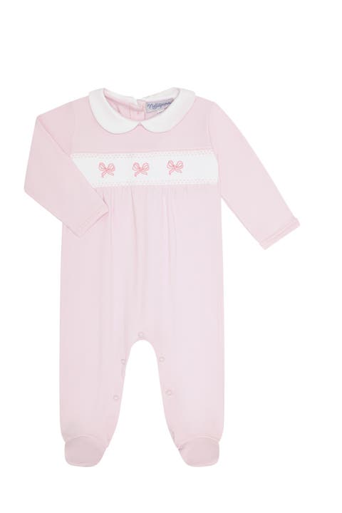Charming Bows Embroidery Footie - Baby