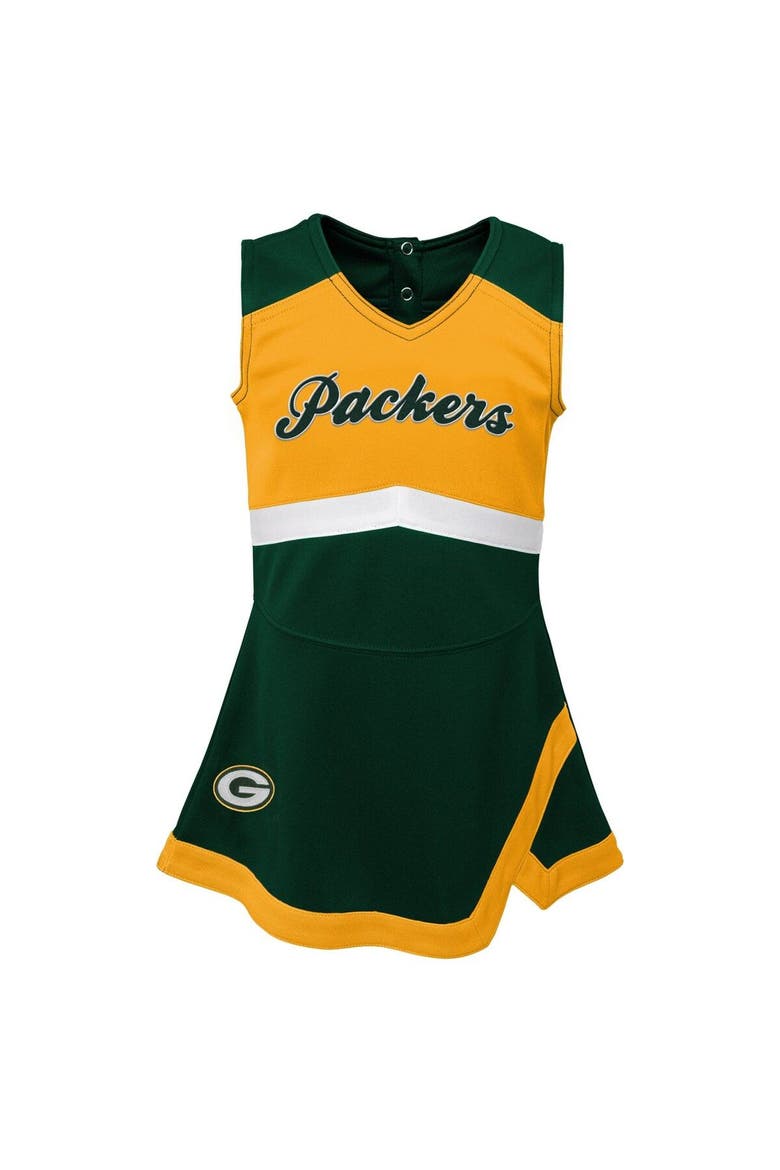 Girls Toddler Green Green Bay Packers Cheer Captain Dress with Bloomers, Alternate, color, Green
