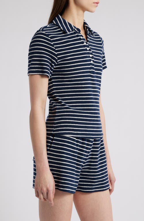 Rails Naveli Stripe Cotton Terry Cloth Polo In Navy Ivory Stripe