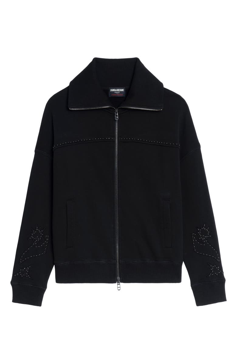Zadig & Voltaire Milly Studded Patch Zip Sweatshirt, Alternate, color,
