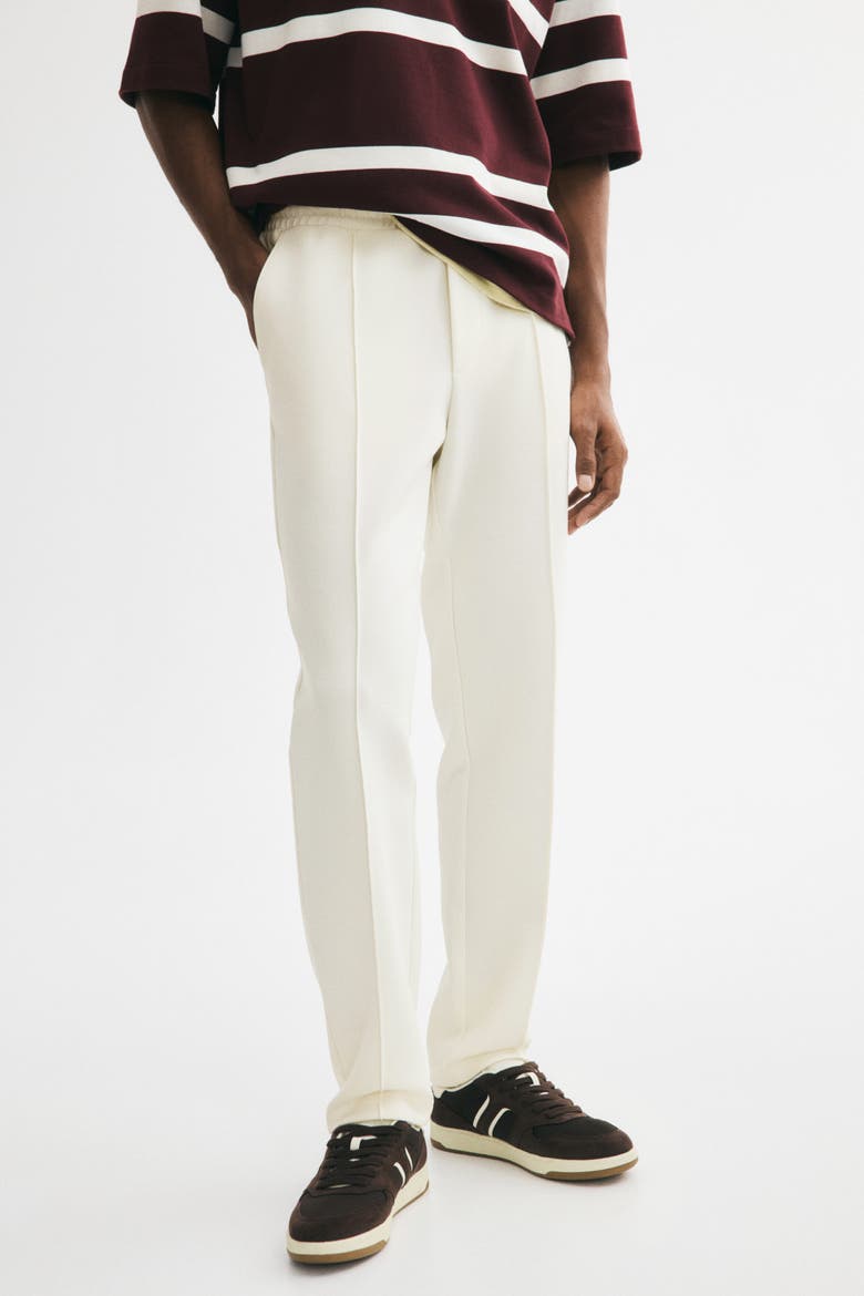 Regular-fit Interlock Crease-front Joggers, Alternate, color, Cream