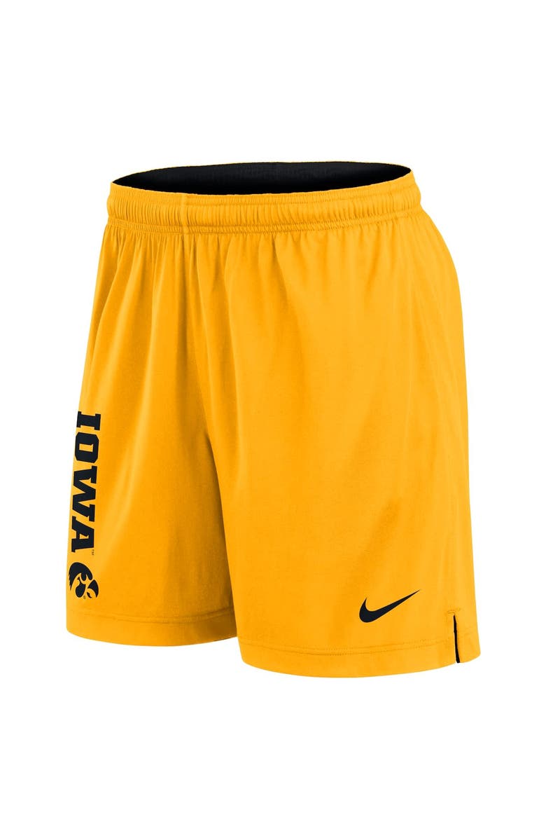 Nike Men's Nike Black/Gold Iowa Hawkeyes Courtside Standard Issue Dri-FIT Reversible Shorts, Alternate, color, Black
