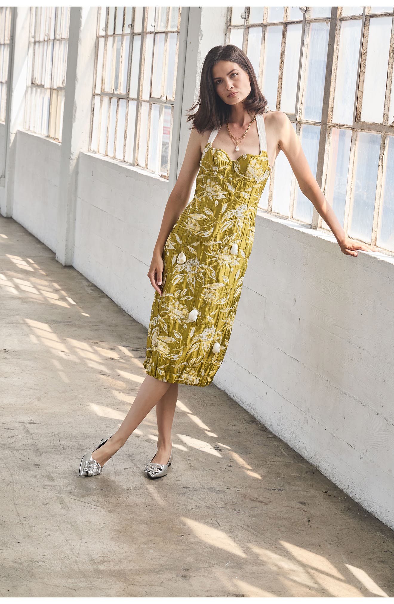 Linea Paolo Nerine Pointed Toe Flat, Alternate, color, Silver